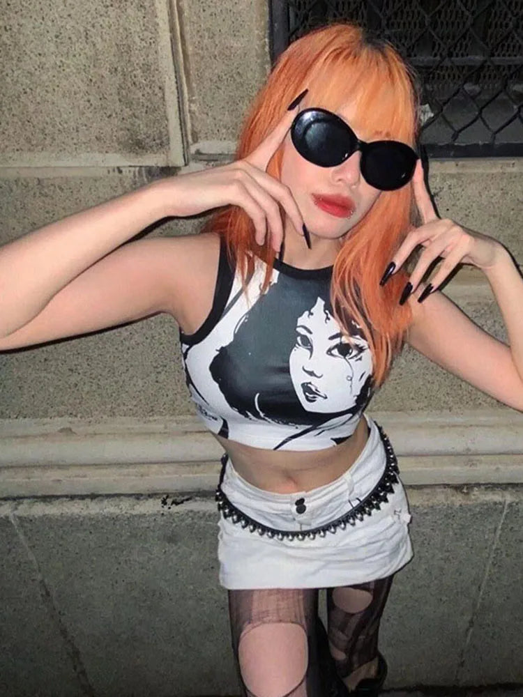 Cherry Lip Graphic Crop Tank