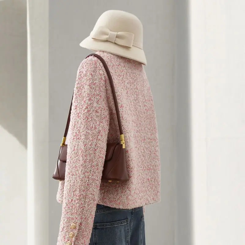Round Neck Tweed French Temperament Jacket