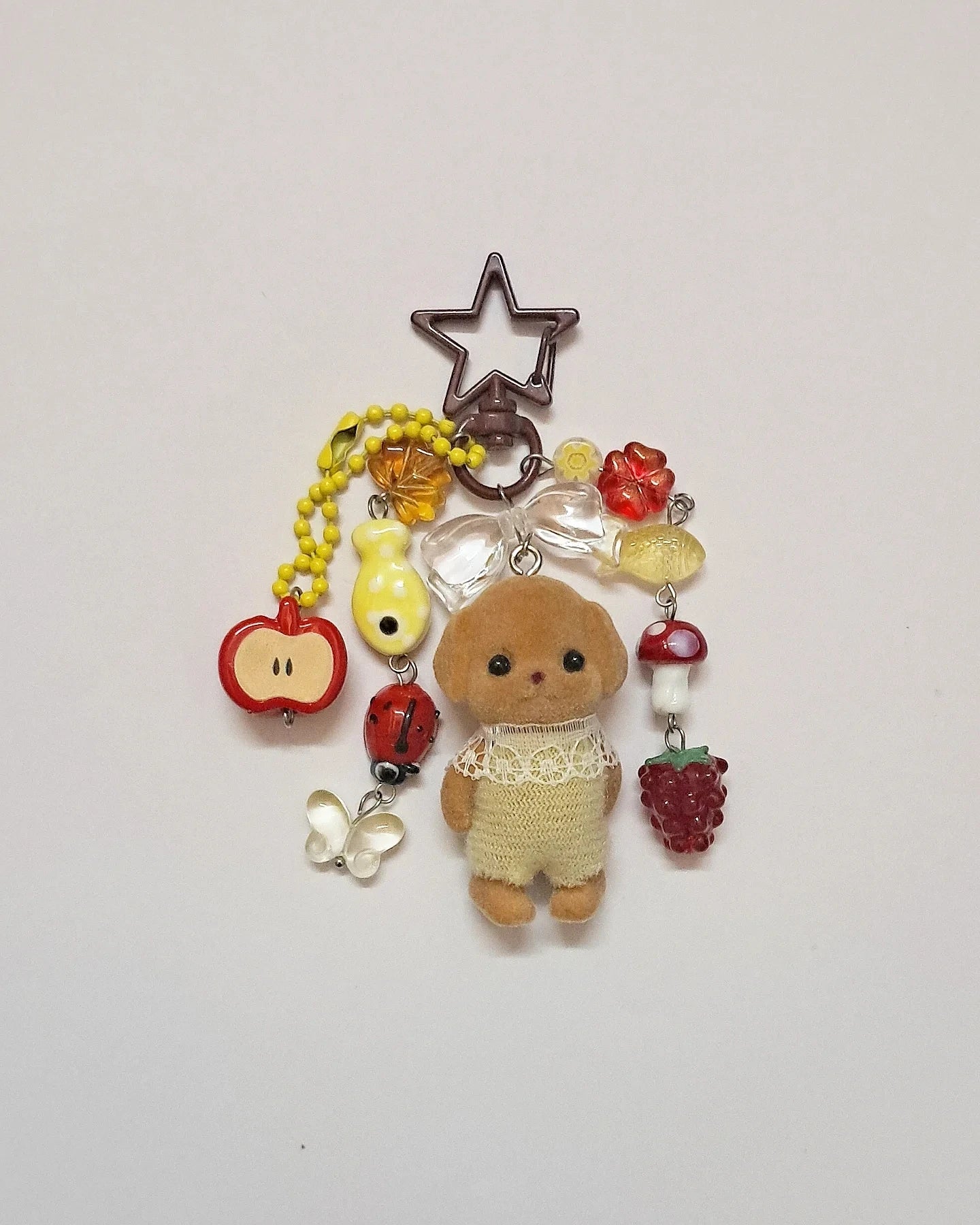ˋ°•⁀ Super cute caramel cat flocked plush toy, Animal Family bag charms keychain