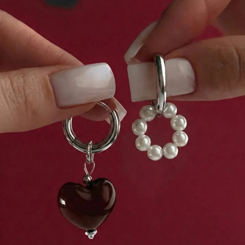 Geometric Irregular Stereo Heart-Shaped Earrings