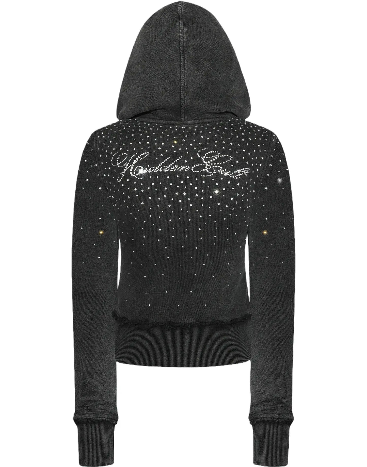 Casual Set With Diamonds Hooded Sweatshirt Pant Set