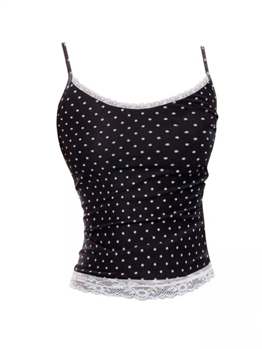 Dot Lace Patchwork Tank Top
