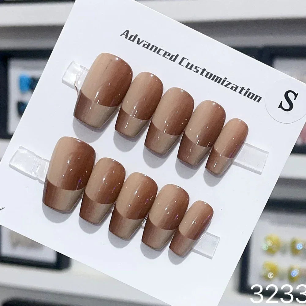 Medium-length Coffin Design Reusable Adhesive Fake Nails