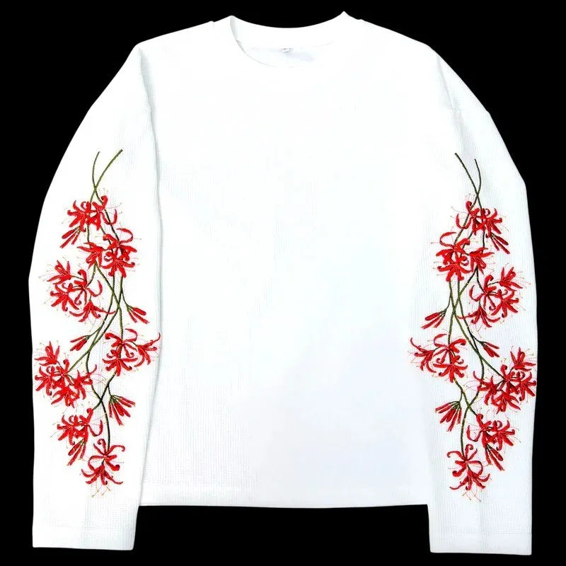 Flower Embroidered Sleeves Tee