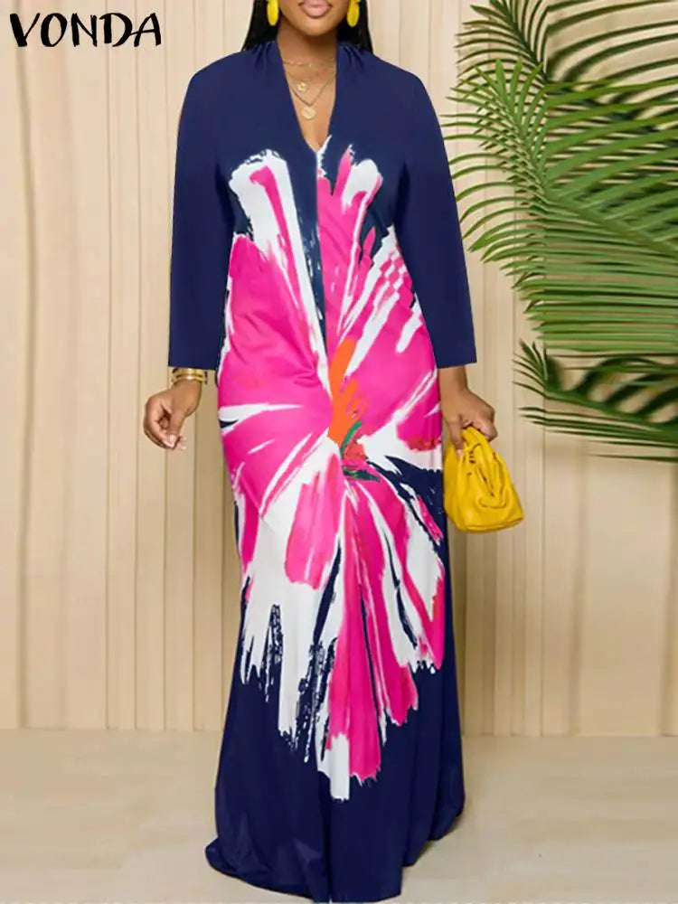 Long Sleeve Printed Maxi Dress