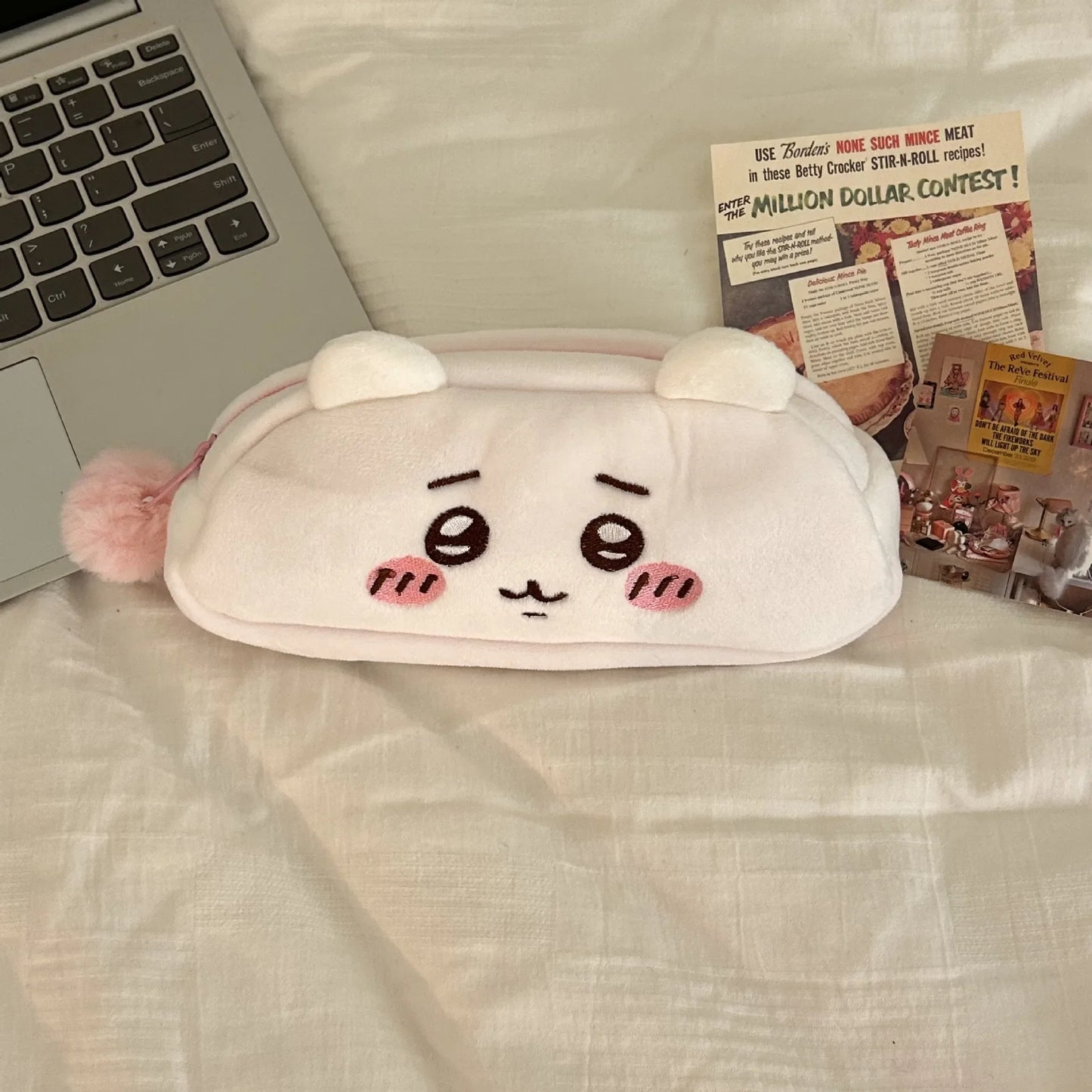 Cute animal storage bag Plush Pencil Case, Cute Anime Stationery Pouch, Large Capacity Soft Pen Bag for School Students Girls