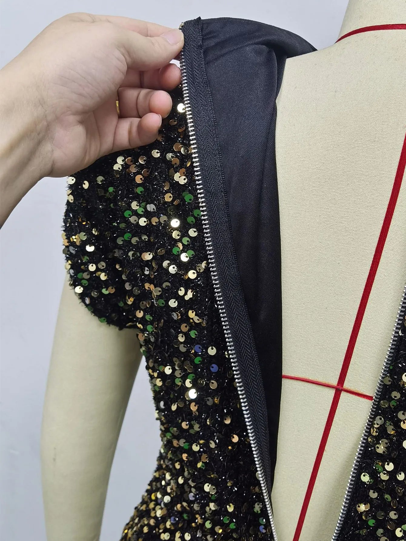 Sleeveless Shiny Sequins Luxury Evening Dress