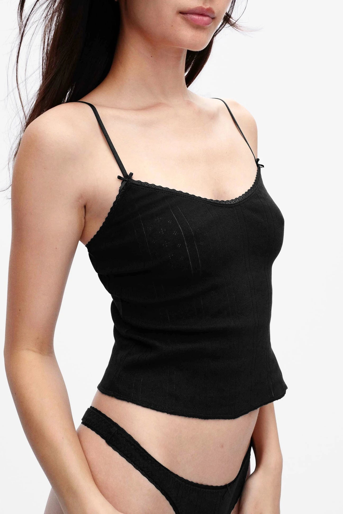 Lace Strap Organic Cotton Jacquard Tank