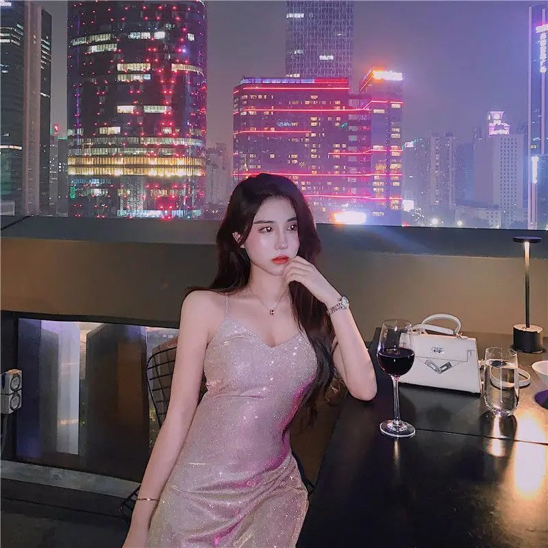 V-neck Suspender Dress