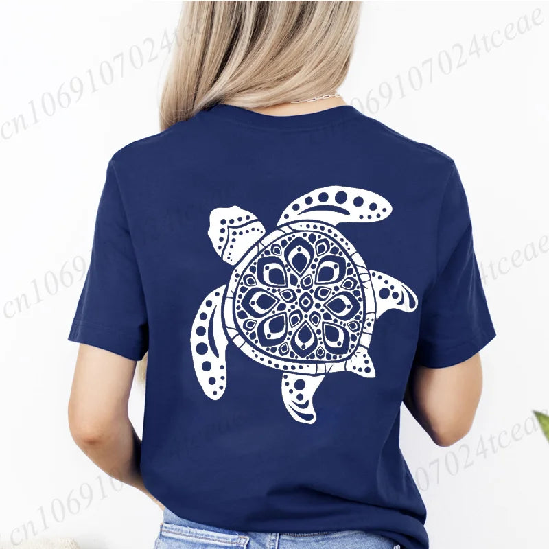 Sea Turtle Floral Print Tee