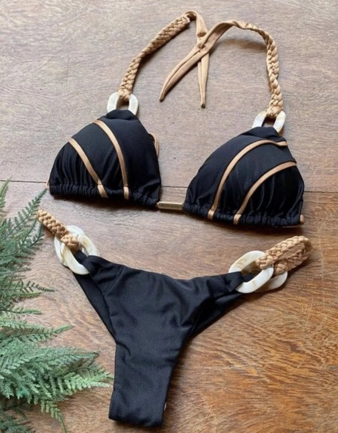 Solid Color Strap Bikini