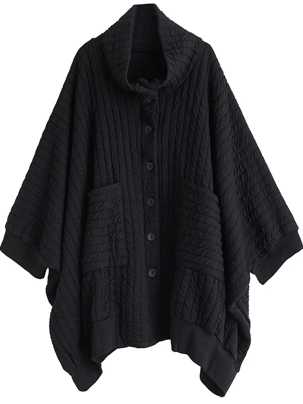 Pure Color Casual Batwing Sleeve Windbreaker