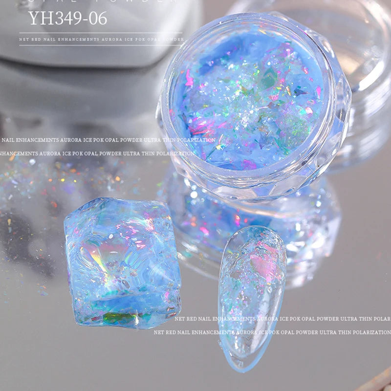 5-Colors Dreamy Aurora Purple Brocade Nail Glitter Powder Ultra-thin Polarized Edelweiss Purple Powder DIY Manicure Opal Dust