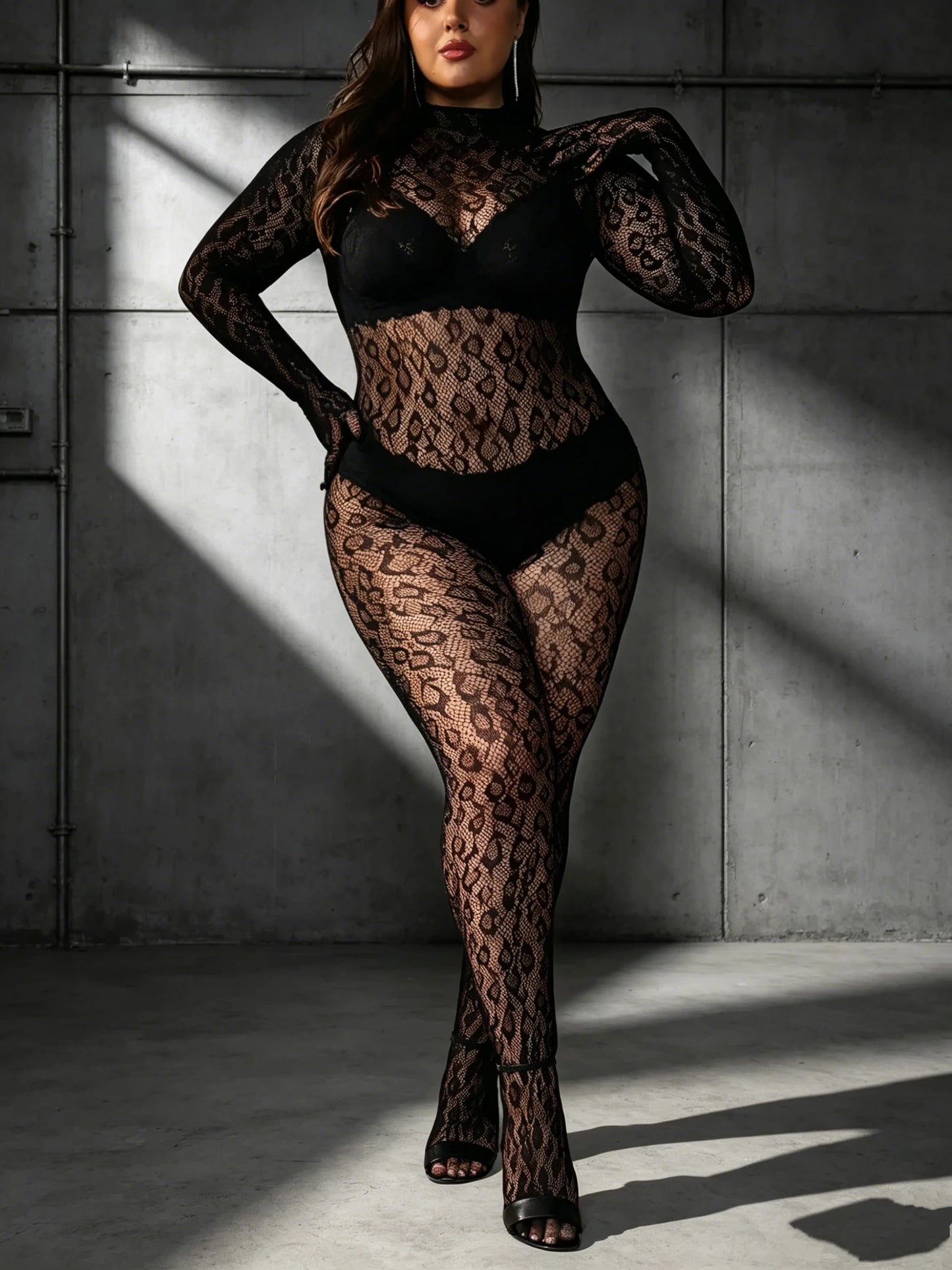 Leopard Print Mesh Bodysuit
