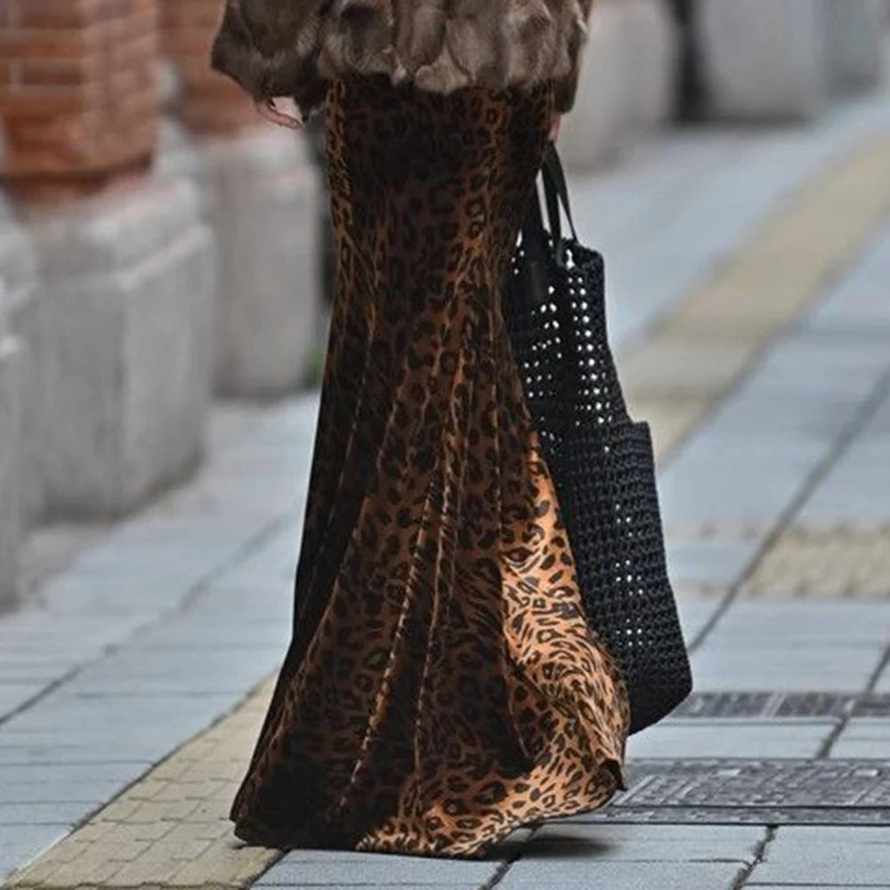 Leopard Print Velvet Pendulum Skirt