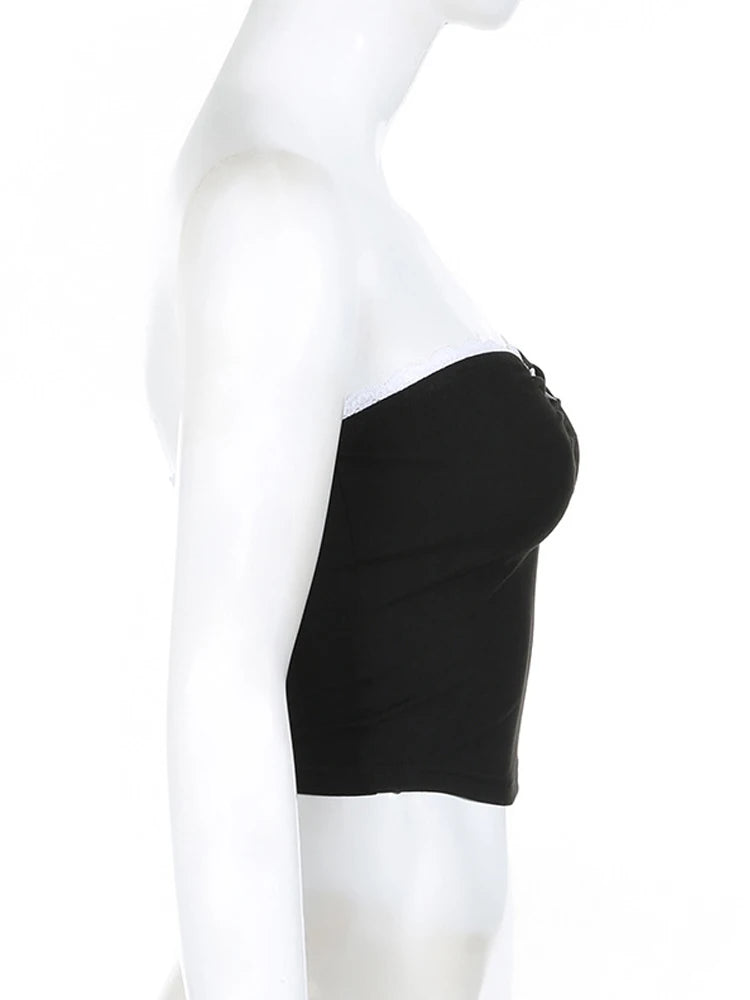 Contrast Bow Stitched Tube Top