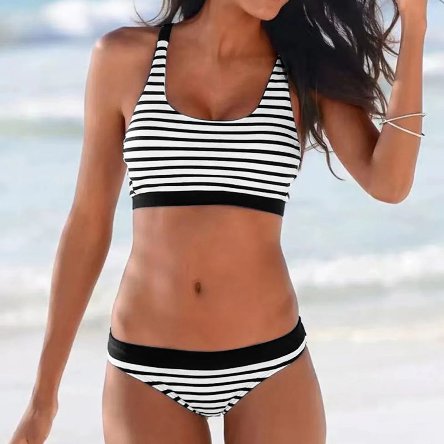 Striped Print Low Waisted Bikini