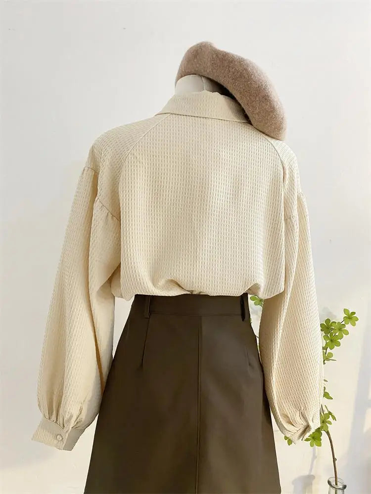 Waffle Lantern Sleeve Shirt