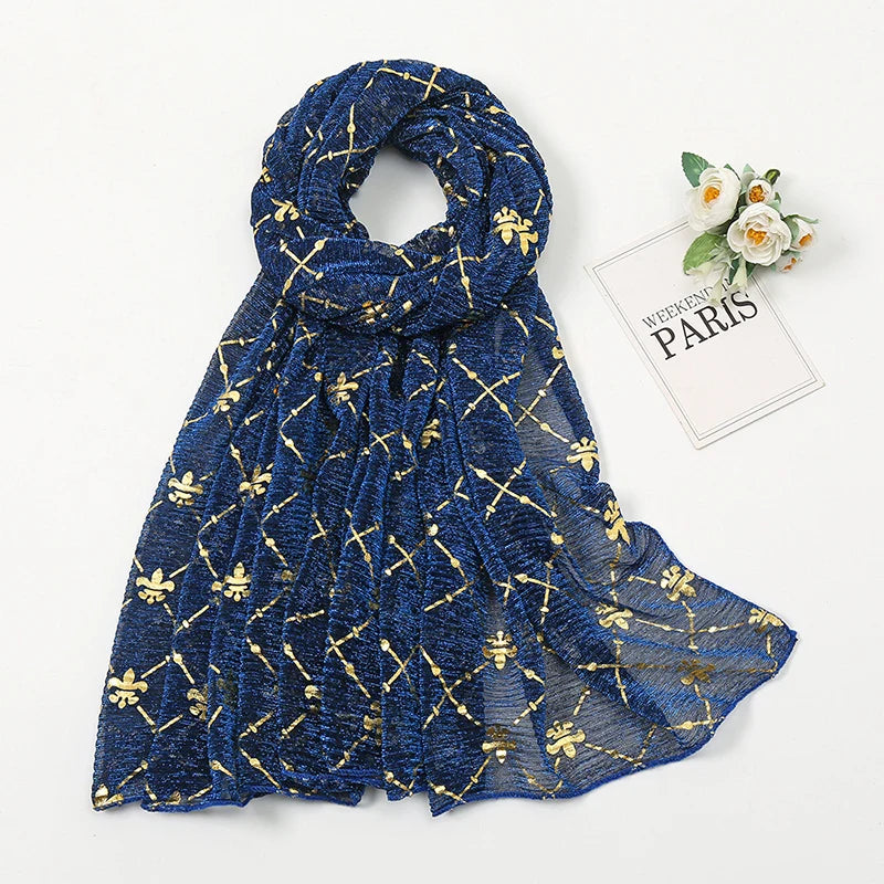 Muslim Chiffon Hijab Scarf Women Long Sequin Fabric Head Wrap For Women Hijabs Scarves Ladies Muslim Veil Jersey Hijabs