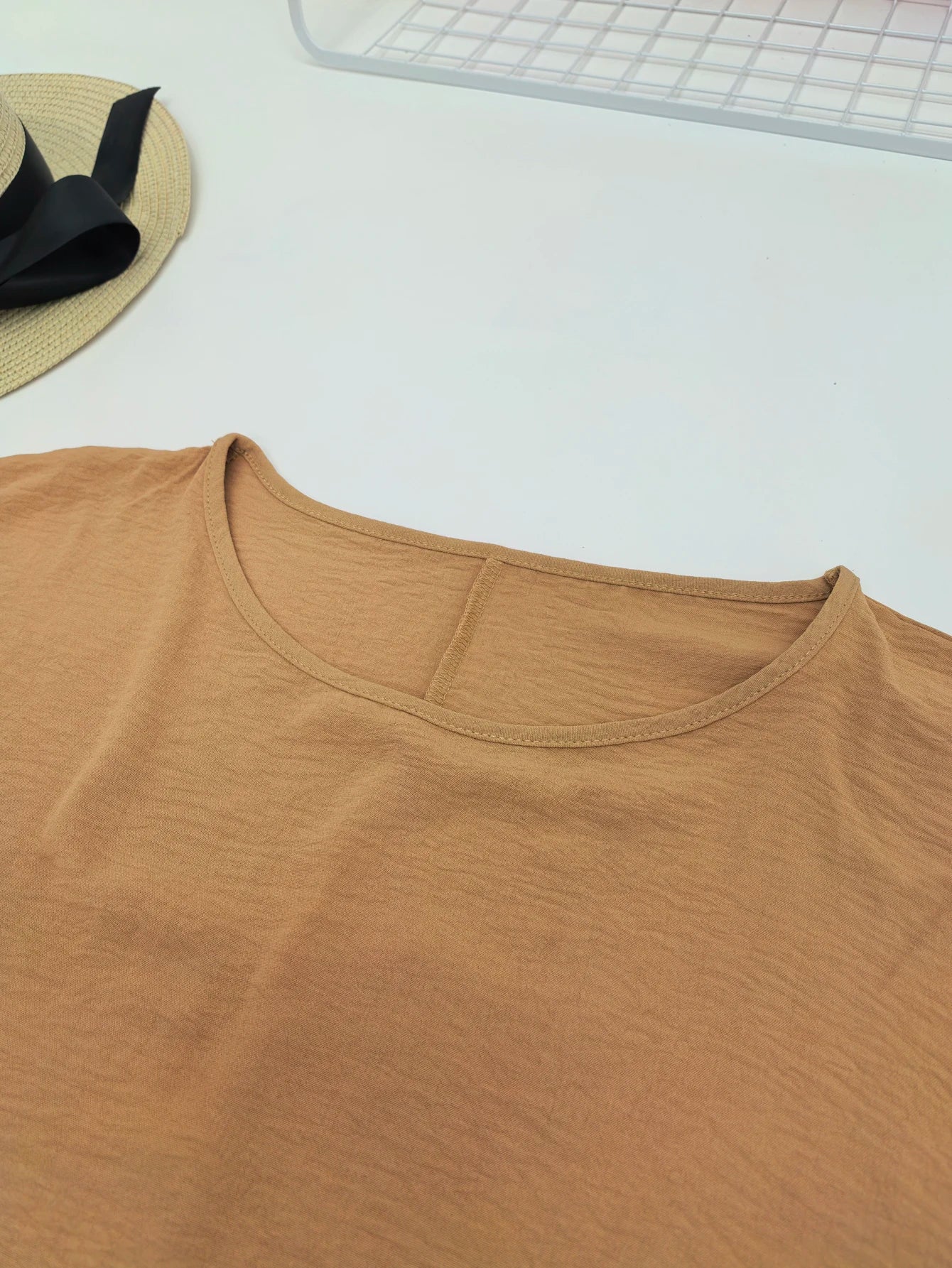 Solid Color Round Neck Bat Wing sleeves Loose Shirt