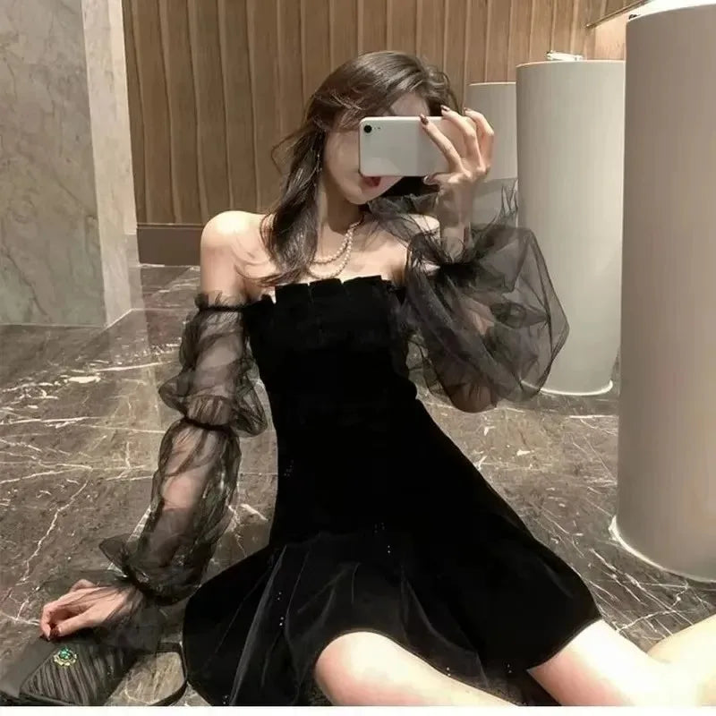Lace Chiffon Mini Dress