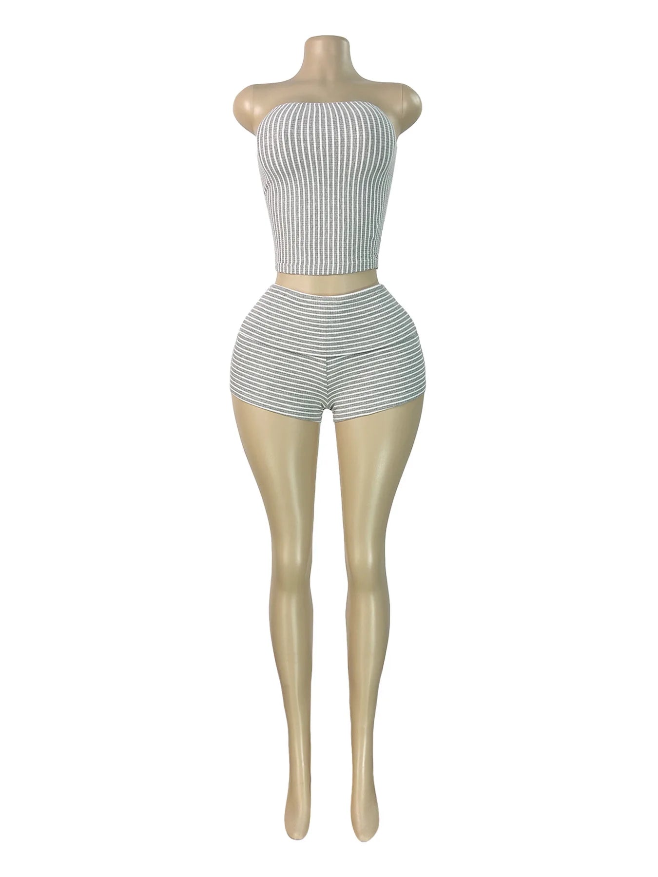 FAGADOER Striped Pattern Shorts Set