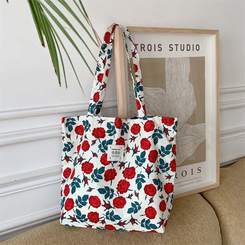 Floral Canvas Tote Bag