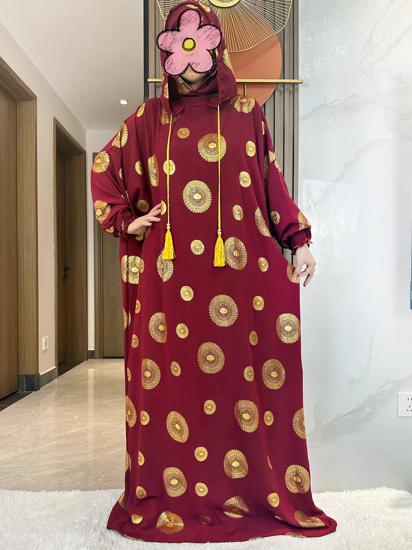 New Cotton Ramadan Muslim Two Hat Abaya Dubai Turkey Islam Prayer Clothes Gold Dust Shinning Embroidery Islam Women Dress Kaftan