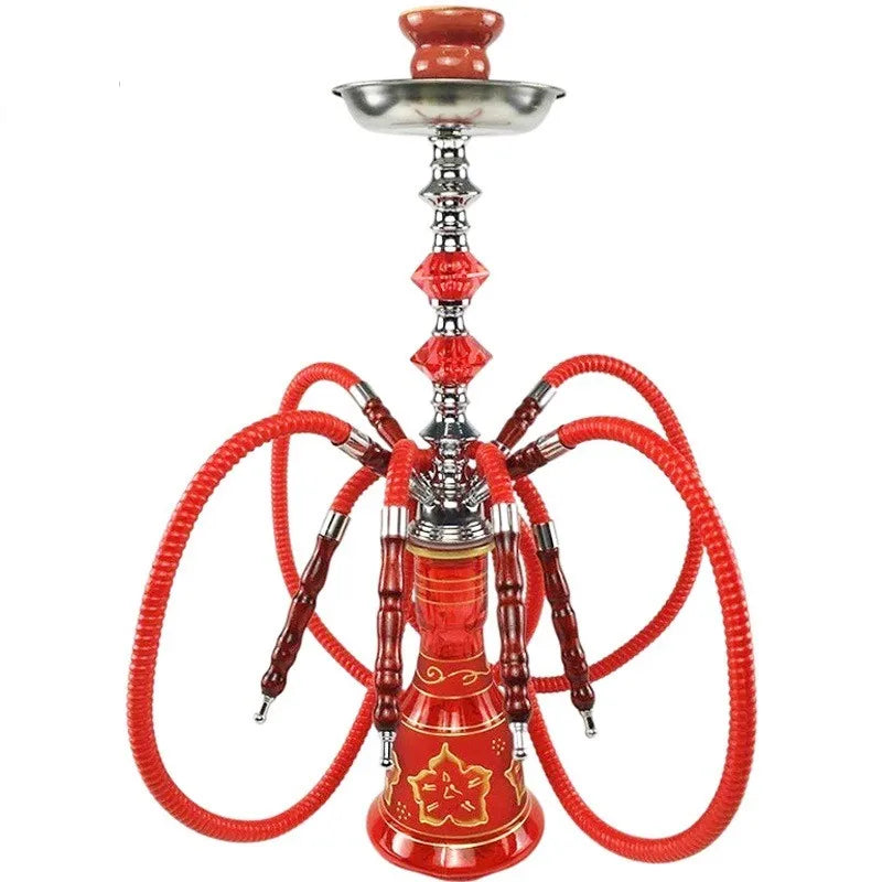 Shisha Full Set 4 Hoses With Ceramic Sheesha Bowl Hookah Metal Charcoal Tongs Chicha Narguile Smoke Accessories