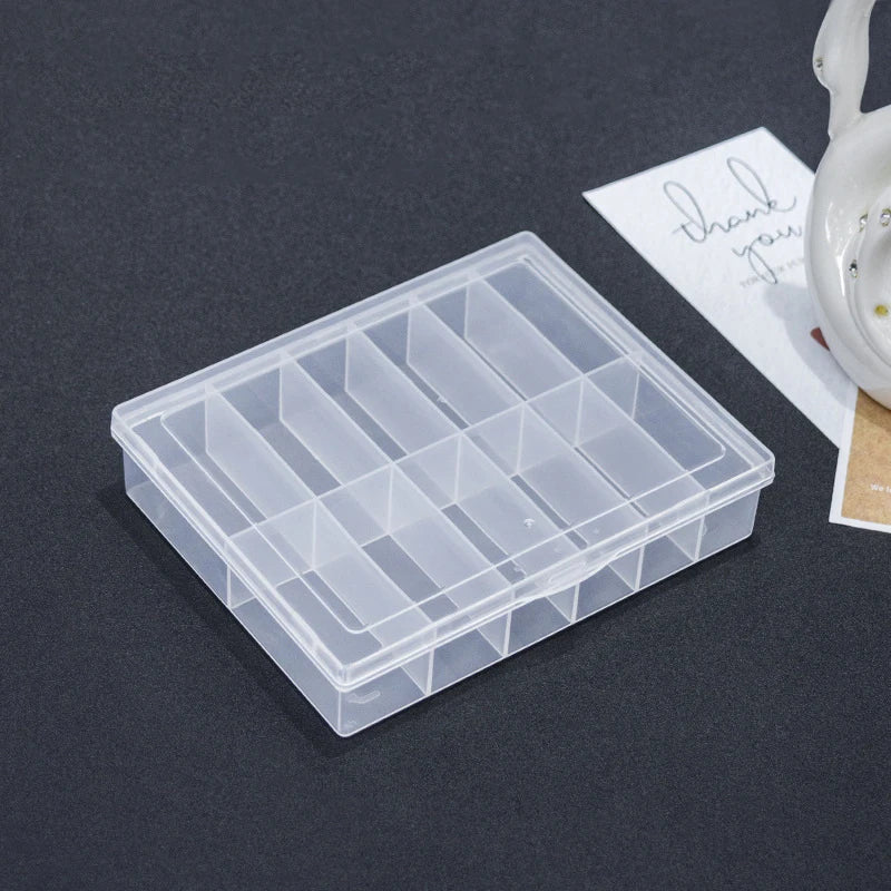 12 Grids False Nail Foils Storage Box Transparent Plastic Jewelry Beads Rhinestones False Nail Art Tips Box Empty Case Organizer