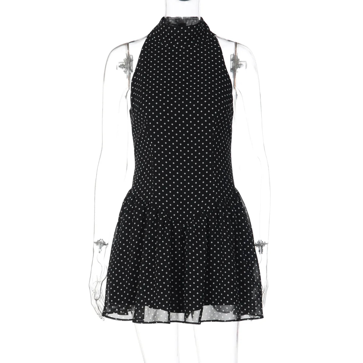 Off-Shoulder Polka Dot Mini Dress