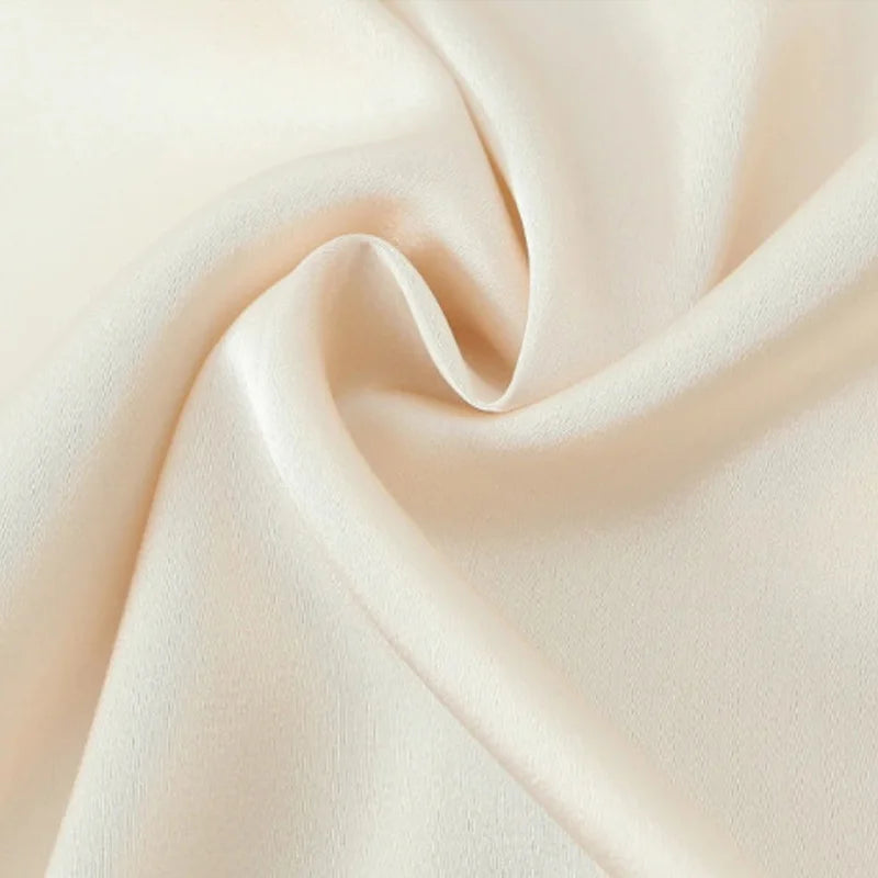 Lace V-neck Bow Bandage Long Sleeve Satin Blouse