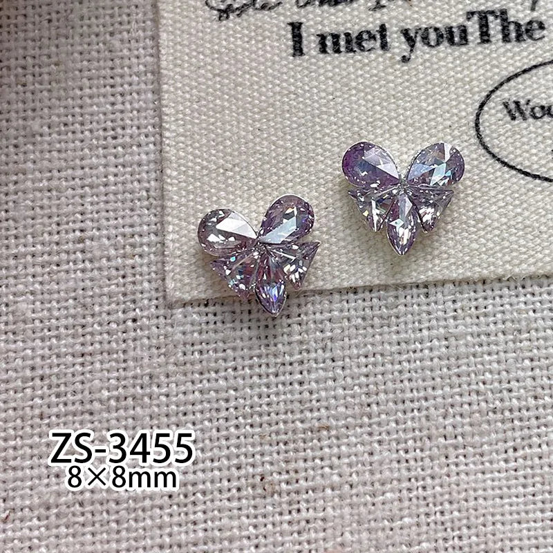 5Pcs French Manicure Love Diamonds - Sparkling Zircon Butterfly & Heart Rhinestones for Elegant 3D Nail Art