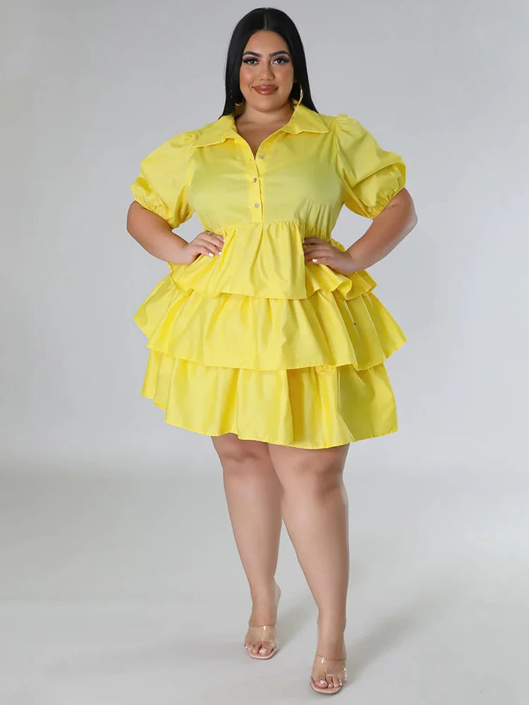 Wmstar Plus Solid Midi Shirt Dress