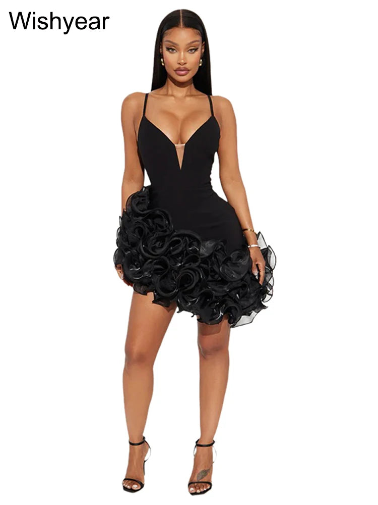 Ruffle Pleated Mini Dress