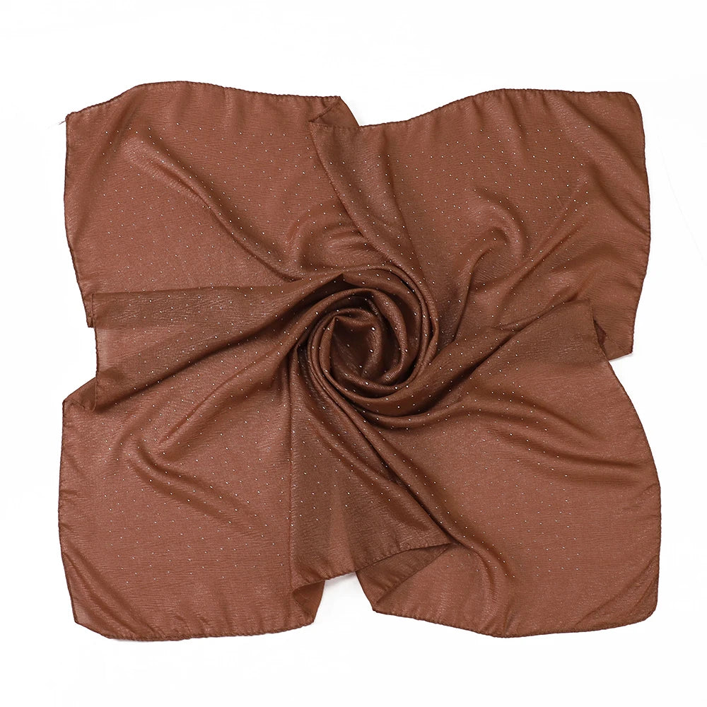 New Muslim Chiffon Square Hijab Premium Rhinestone Scarf Malaysia Shawl Plain Muslim Wraps Soft Turban Headband Shawl Supplier