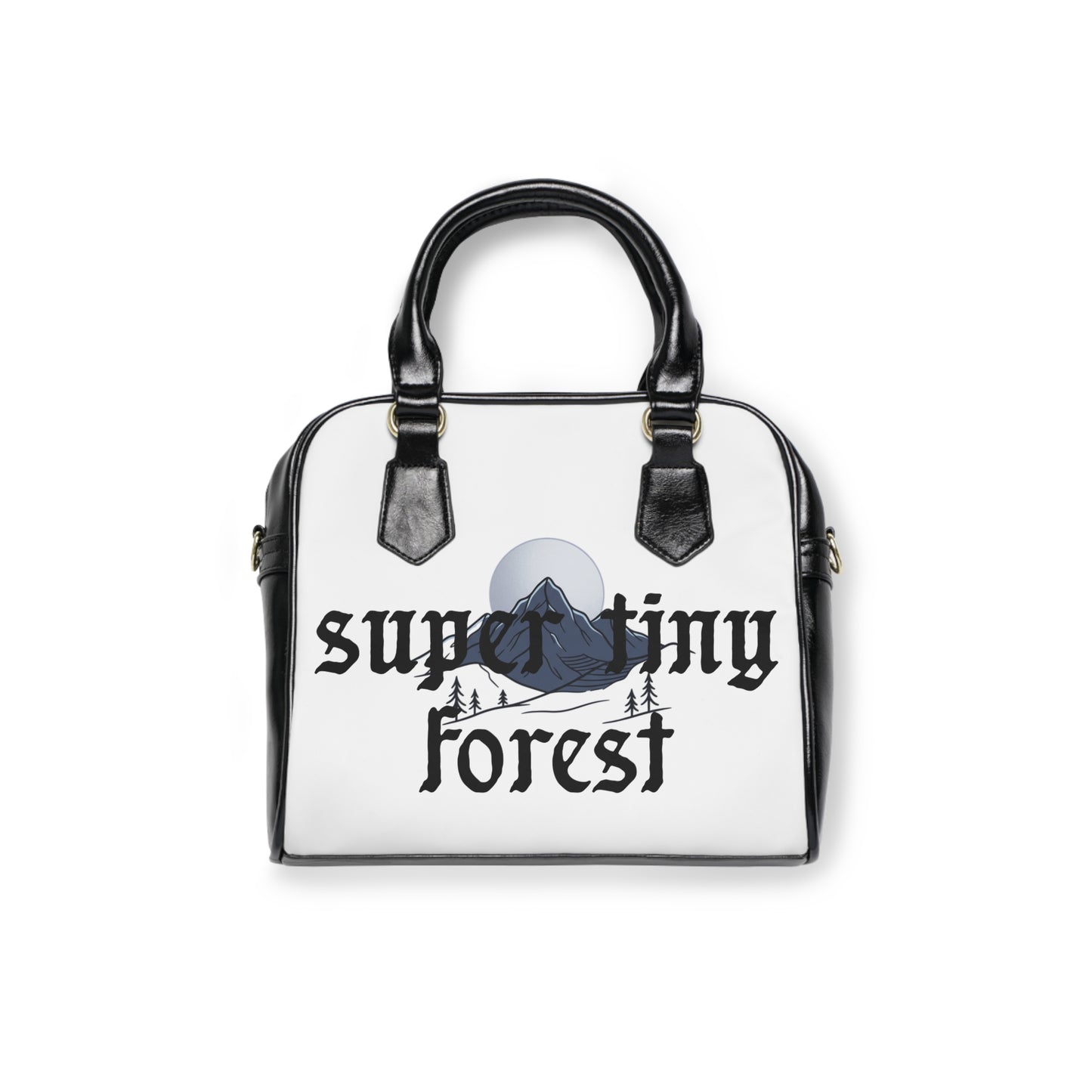 Shoulder Handbag - 'Super Tiny Forest' Gothic Mountain Print Shoulder Handbag
