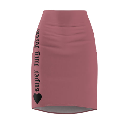 Pencil Skirt — Dusty Rose "super tiny forest" Side Script Skirt