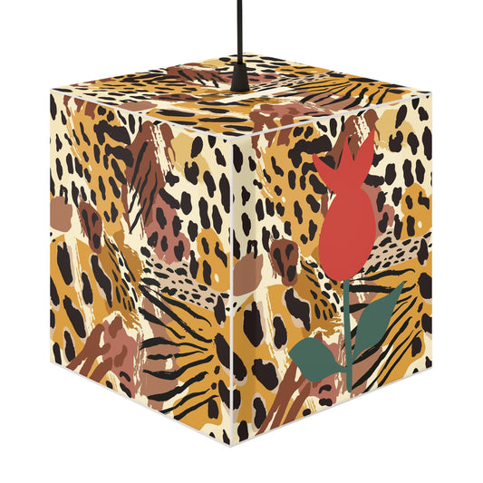 Abstract Leopard Floral Cube Lamp