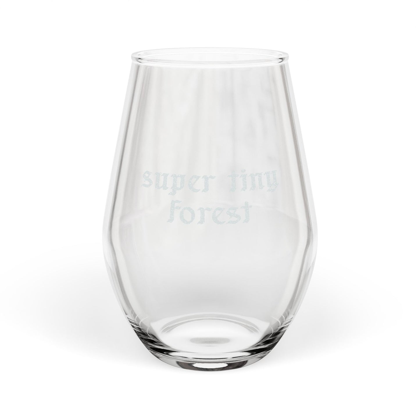 Engraved Stemless Wine Glass — 'Super Tiny Forest' 11.5oz