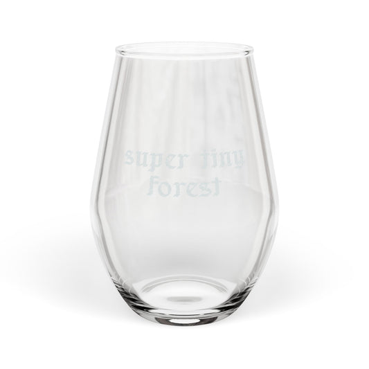 Engraved Stemless Wine Glass — 'Super Tiny Forest' 11.5oz