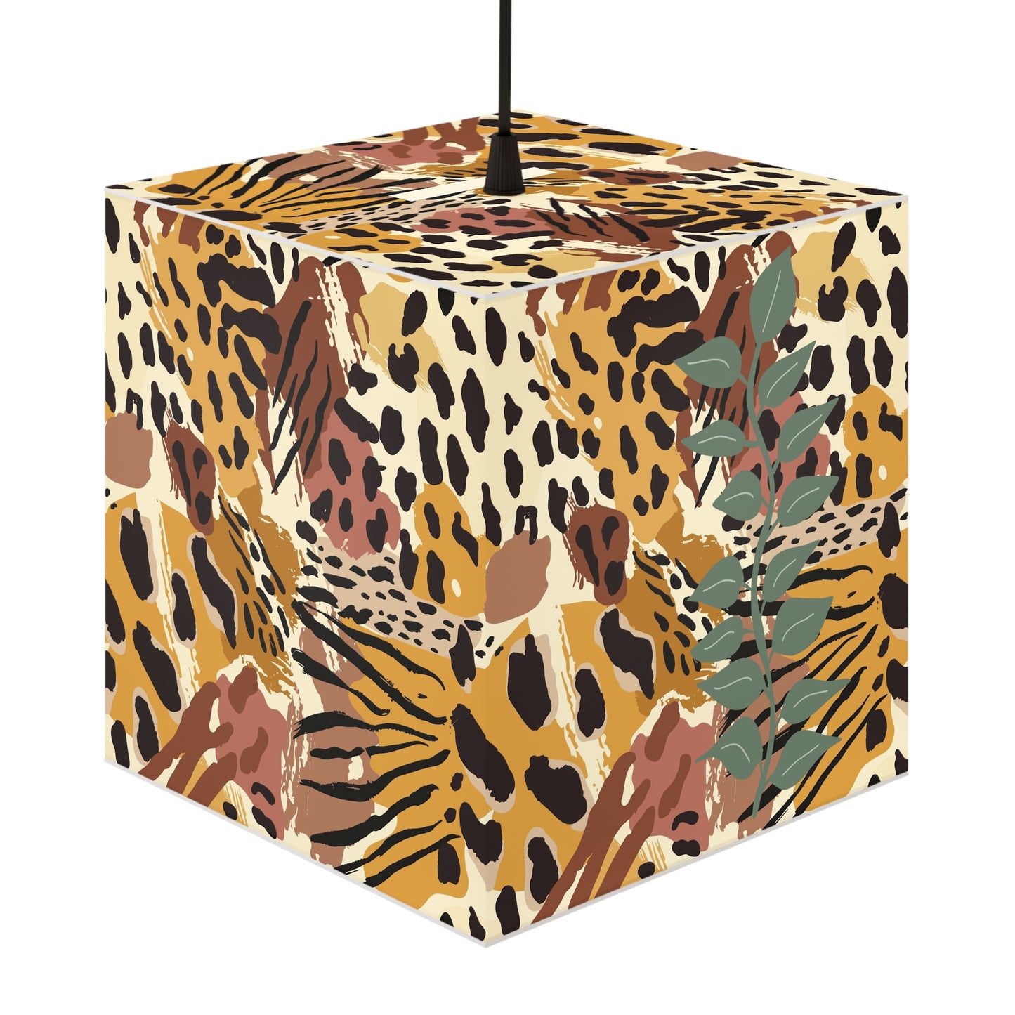 Abstract Leopard Floral Cube Lamp