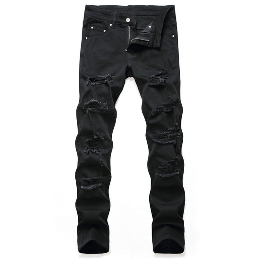 Ripped Straight-Leg Jeans