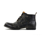 OSSTONE Moto Boots for Men Vintage Zipper-up Retro Leather Chukka Boots Distressed Rock n roll Bike Shoes Punk Boots OS-6015-2-Retro