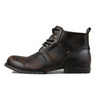 OSSTONE Moto Boots for Men Vintage Zipper-up Retro Leather Chukka Boots Distressed Rock n roll Bike Shoes Punk Boots OS-6015-2-Retro