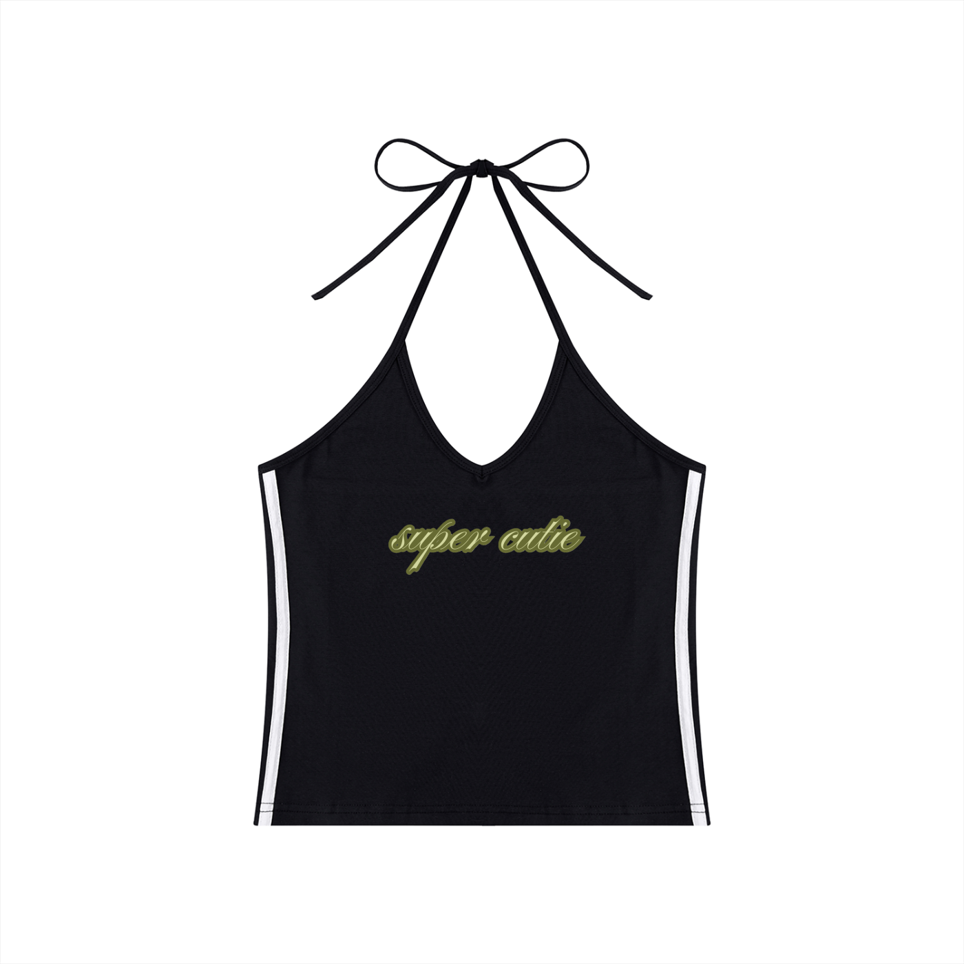 super tiny forest Hibiscus Women's Color Block Halter Crop Tank Top