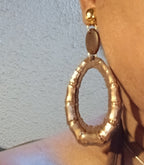 Unique wood and metal clip on bamboo hoops