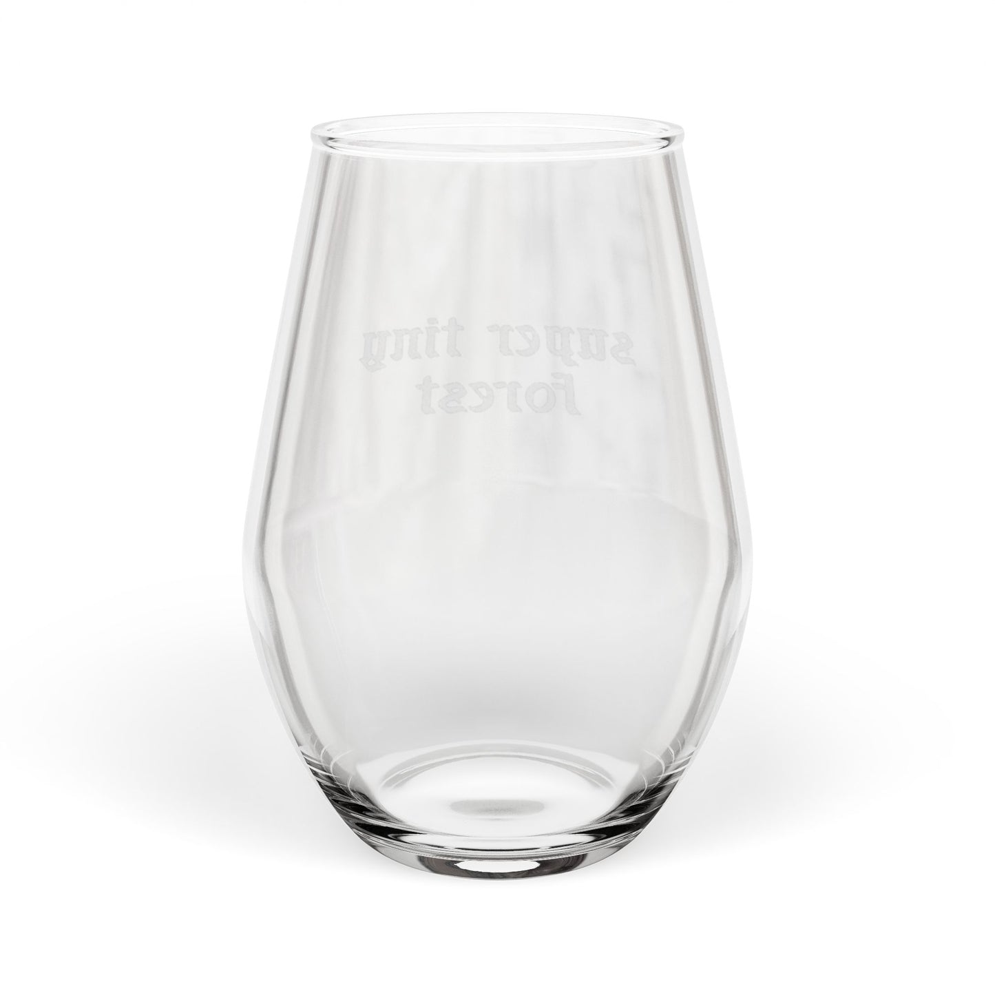 Engraved Stemless Wine Glass — 'Super Tiny Forest' 11.5oz