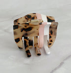 Preppy Tort Striped Hair Claw