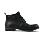 OSSTONE Moto Boots for Men Vintage Zipper-up Retro Leather Chukka Boots Distressed Rock n roll Bike Shoes Punk Boots OS-6015-2-Retro